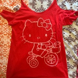 Vans x Hello Kitty red, size small cold shoulder graphic top